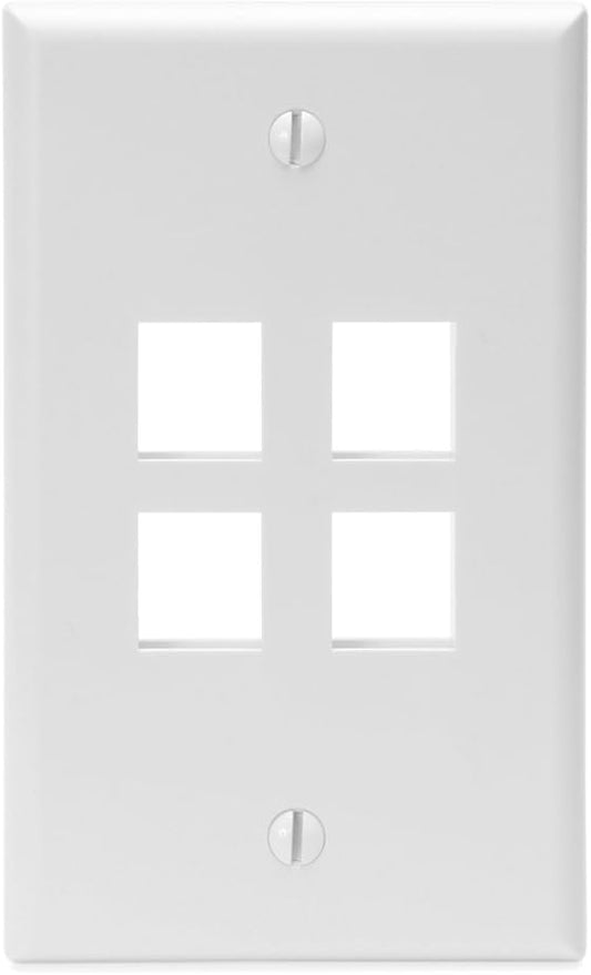 FACEPLATE-4PORT-SINGLEGANG-WHT